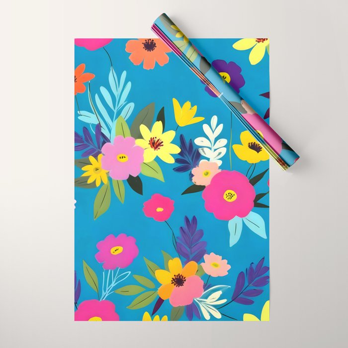 Indigo Blossom Wrapping Paper Gallery Image 1