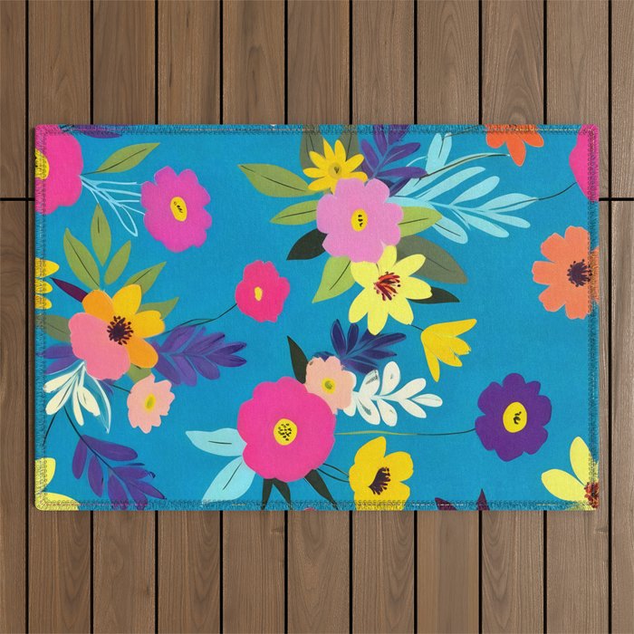 Indigo Blossom Outdoor Rug Gallery Image 1