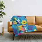 Indigo Blossom Throw Blanket Gallery Image 1