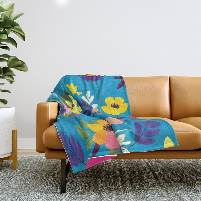 Indigo Blossom Throw Blanket Gallery Image 1