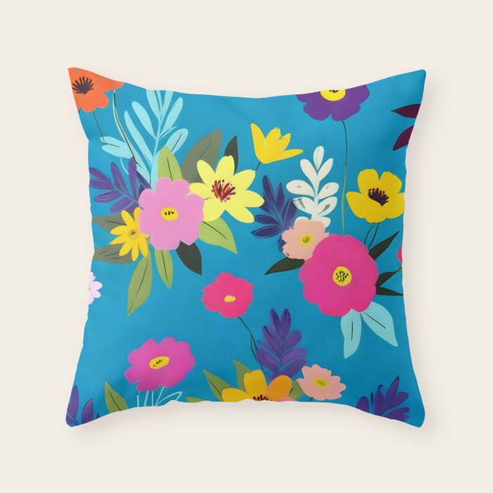 Indigo Blossom Throw Pillow Gallery Image 6