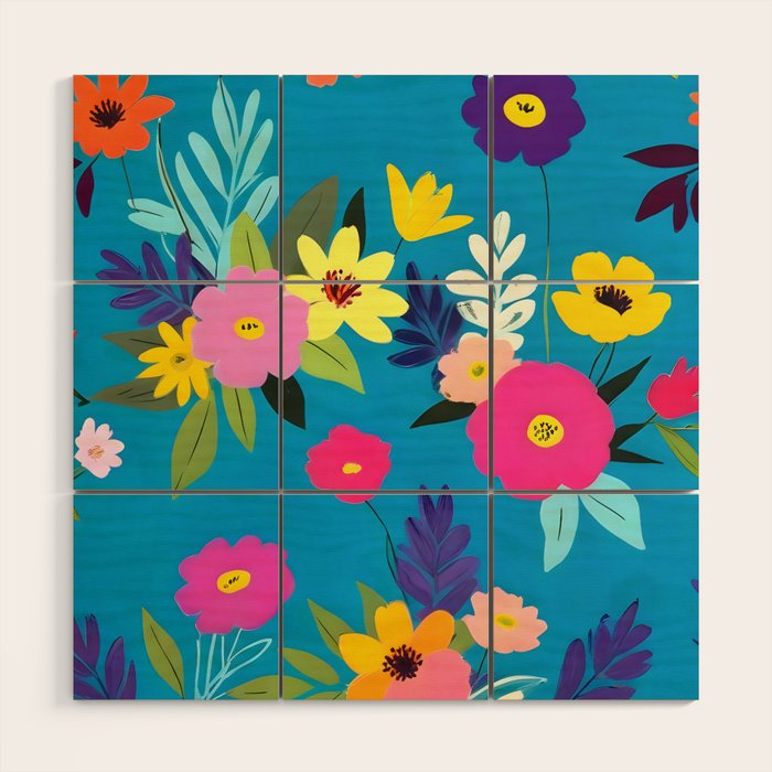 Indigo Blossom Wood Wall Art Gallery Image 1