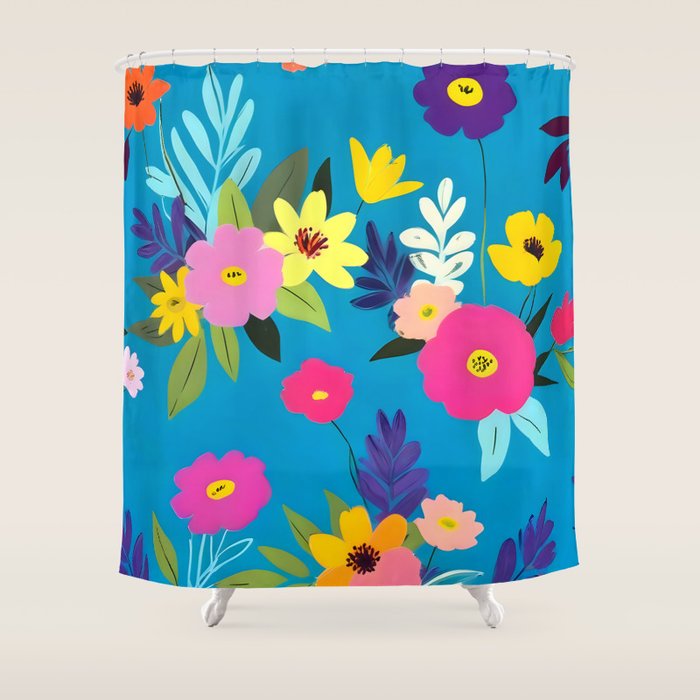 Indigo Blossom Shower Curtain Gallery Image 1