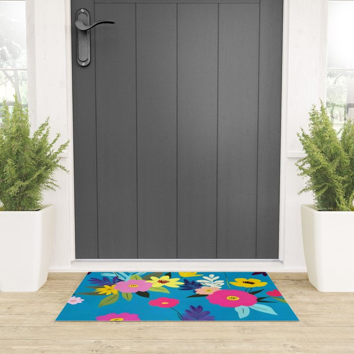Indigo Blossom Welcome Mat Gallery Image 3