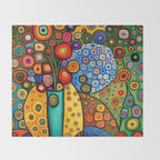 Colorful Flowers in a Green Vase Throw Blanket Gallery Image 2