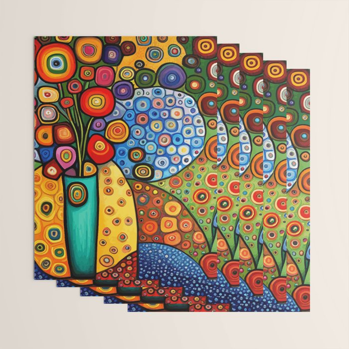 Colorful Flowers in a Green Vase Wrapping Paper Gallery Image 3