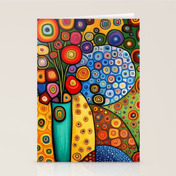Colorful Flowers in a Green Vase Stationery Card Gallery Image 1
