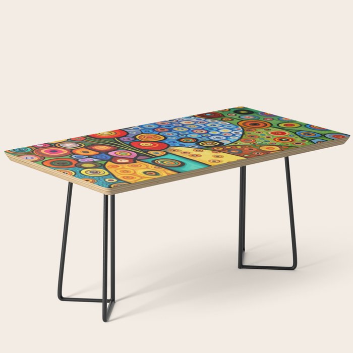 Colorful Flowers in a Green Vase Coffee Table Gallery Image 1
