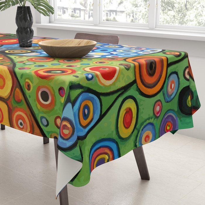 Colorful Flowers in a Green Vase Tablecloth Gallery Image 3