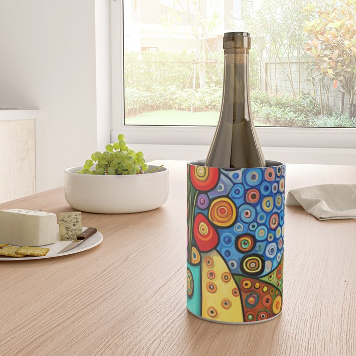 Colorful Flowers in a Green Vase Wine Chiller Gallery Image 4