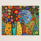 Colorful Flowers in a Green Vase Jigsaw Puzzle Gallery Image 1
