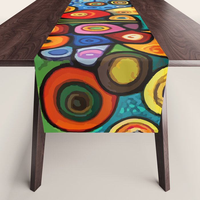 Colorful Flowers in a Green Vase Table Runner Gallery Image 1