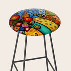 Colorful Flowers in a Green Vase Stool Gallery Image 2