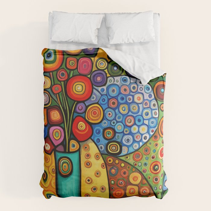 Colorful Flowers in a Green Vase Duvet Cover Gallery Image 6