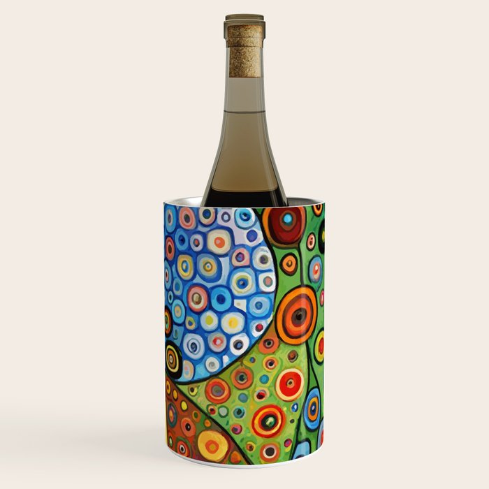 Colorful Flowers in a Green Vase Wine Chiller Gallery Image 3