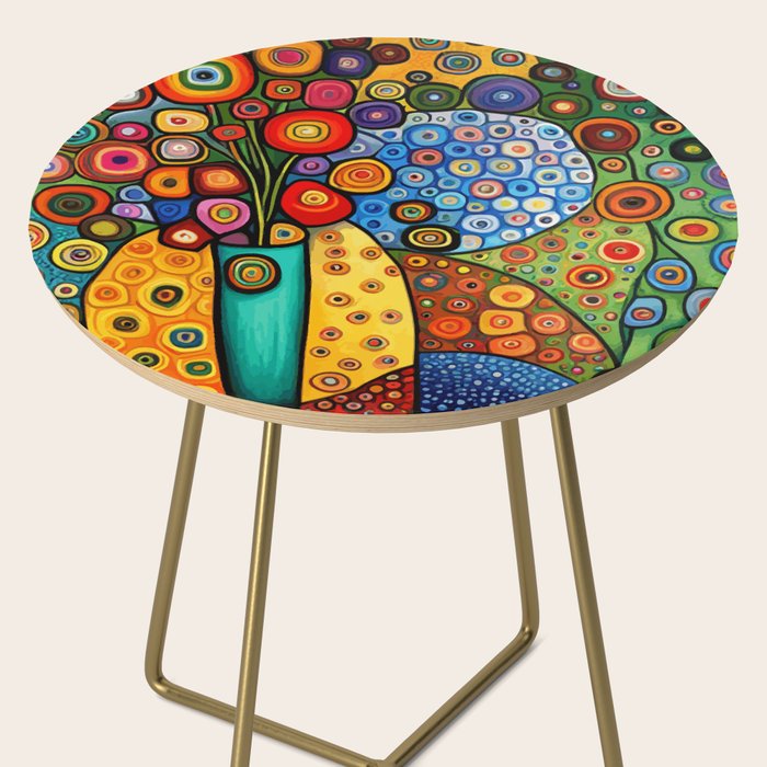 Colorful Flowers in a Green Vase Side Table Gallery Image 2