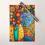 Colorful Flowers in a Green Vase Wrapping Paper Gallery Image 1