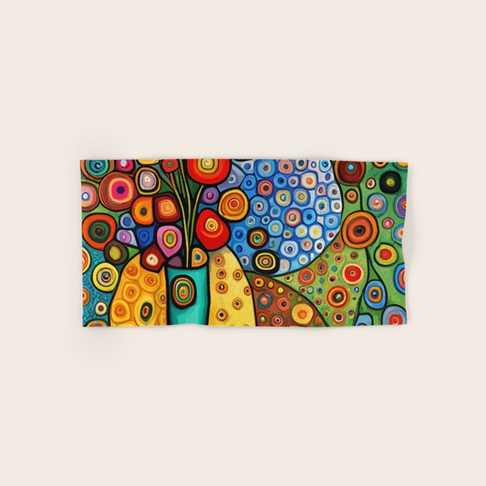 Colorful Flowers in a Green Vase Bath Towel Gallery Image 1