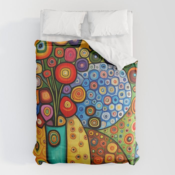 Colorful Flowers in a Green Vase Comforter Gallery Image 6