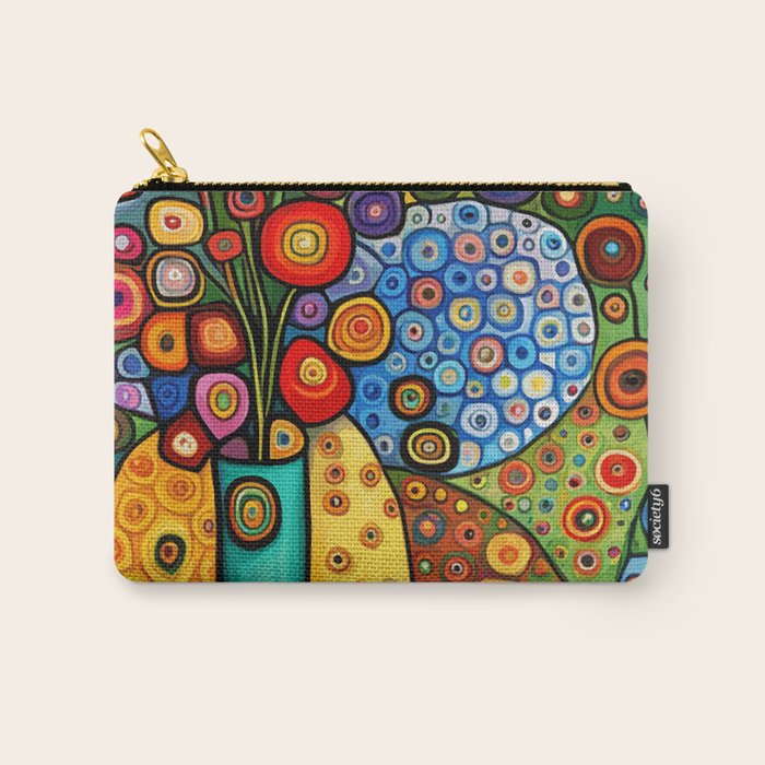 Colorful Flowers in a Green Vase Carry All Pouch Gallery Image 1