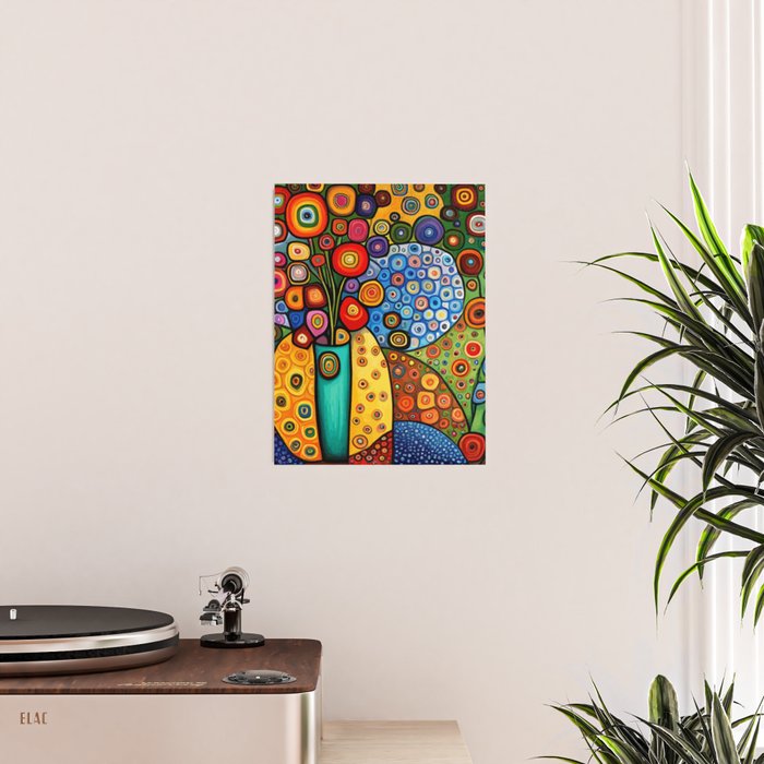 Colorful Flowers in a Green Vase Poster Gallery Image 2