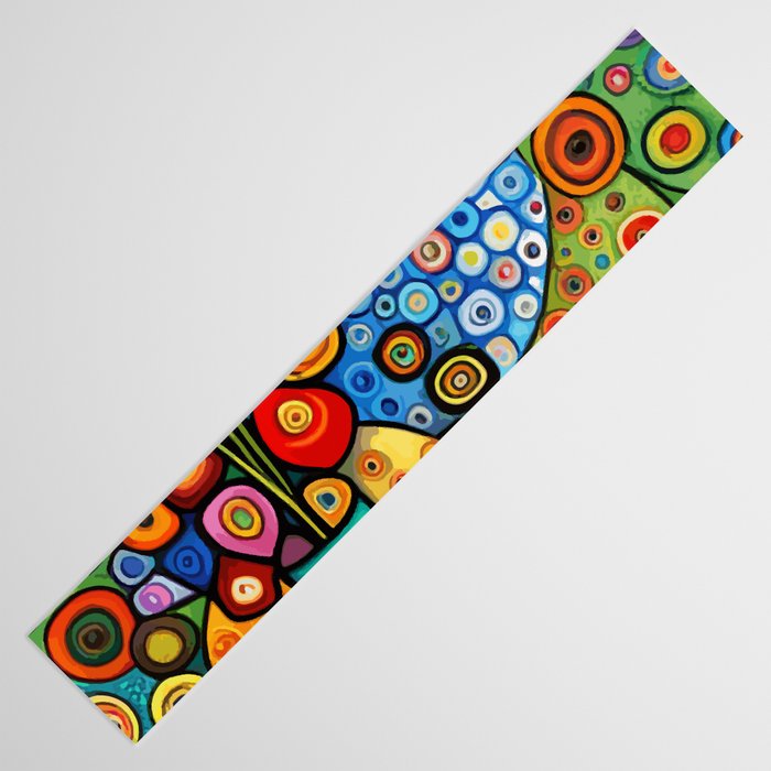 Colorful Flowers in a Green Vase Table Runner Gallery Image 3