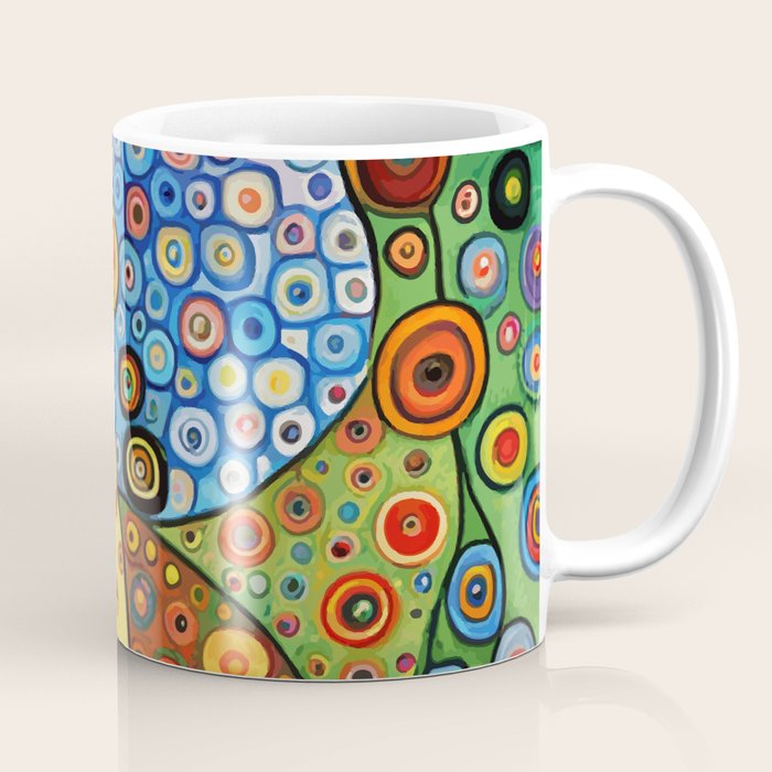 Colorful Flowers in a Green Vase Coffee Mug Gallery Image 1