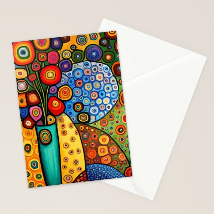 Colorful Flowers in a Green Vase Stationery Card Gallery Image 2
