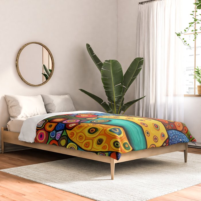 Colorful Flowers in a Green Vase Comforter Gallery Image 2