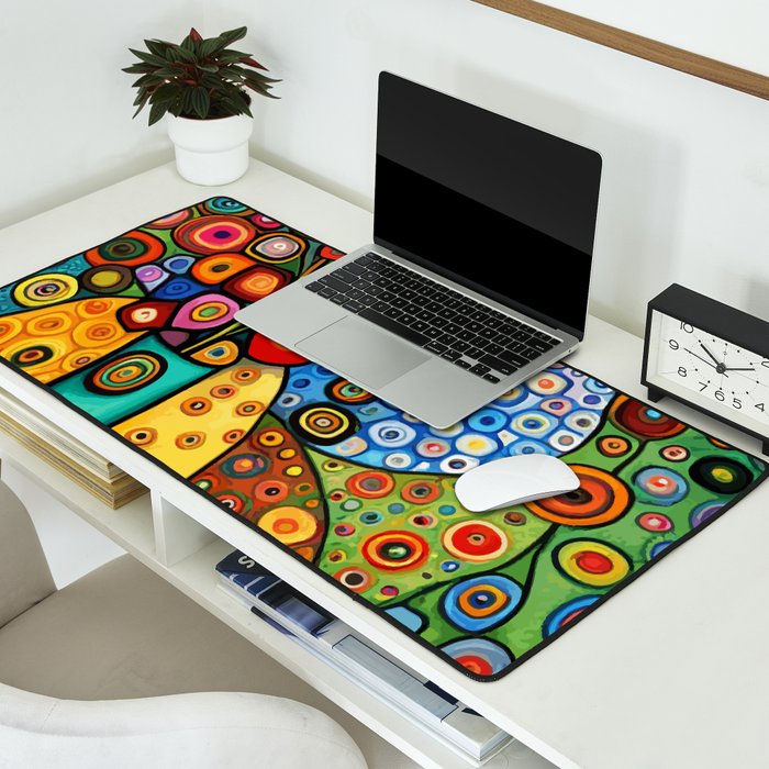 Colorful Flowers in a Green Vase Desk Mat Gallery Image 2