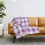 Gingham Large Lavender Amethyst White Throw Blanket Gallery Image 1