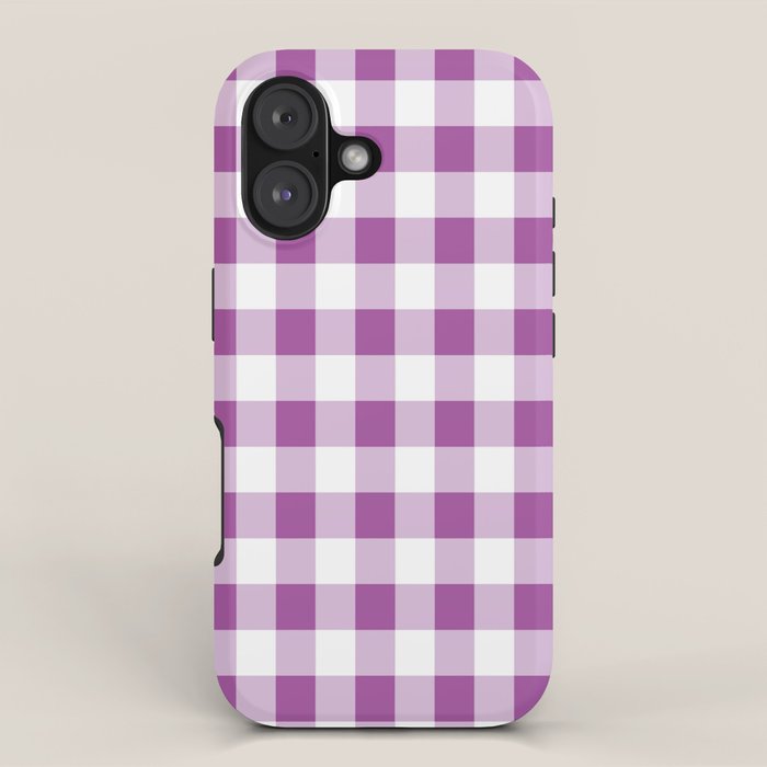 Gingham Large Lavender Amethyst White iPhone Case Gallery Image 1