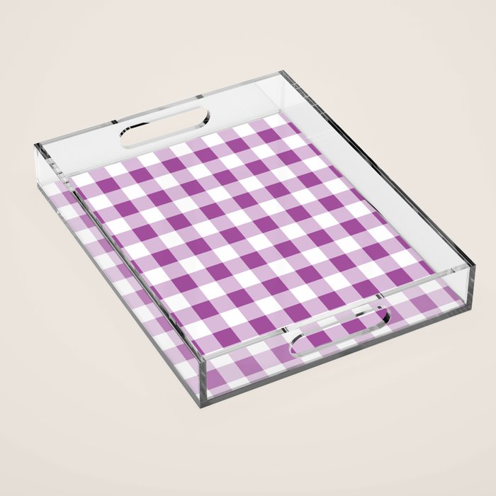 Gingham Large Lavender Amethyst White Acrylic Tray Gallery Image 1