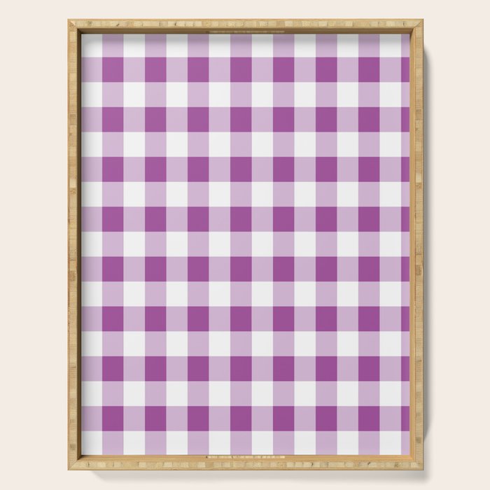 Gingham Large Lavender Amethyst White Serving Tray Gallery Image 1