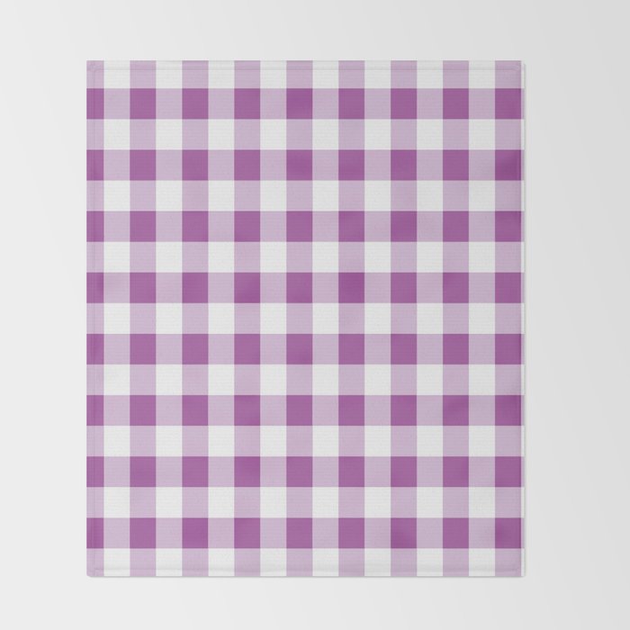 Gingham Large Lavender Amethyst White Throw Blanket Gallery Image 2