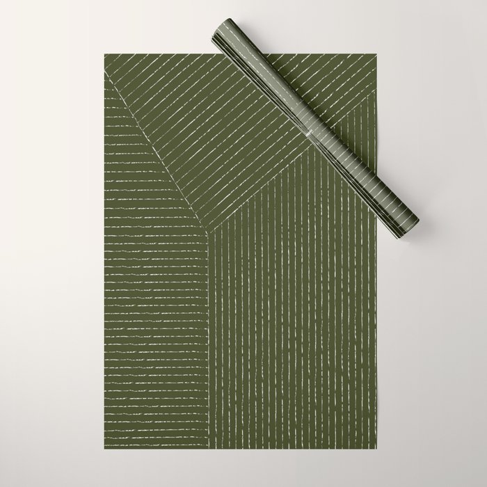 Lines (Olive Green) Wrapping Paper Gallery Image 1