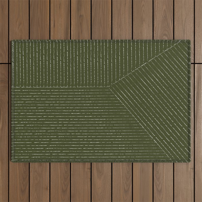 Lines (Olive Green) Outdoor Rug Gallery Image 1