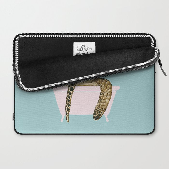 Sea Turtle in Bathtub in Blue Laptop Sleeve Gallery Image 2