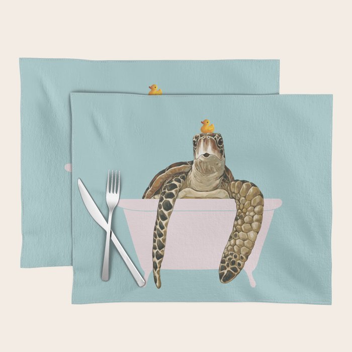 Sea Turtle in Bathtub in Blue Placemat Gallery Image 1