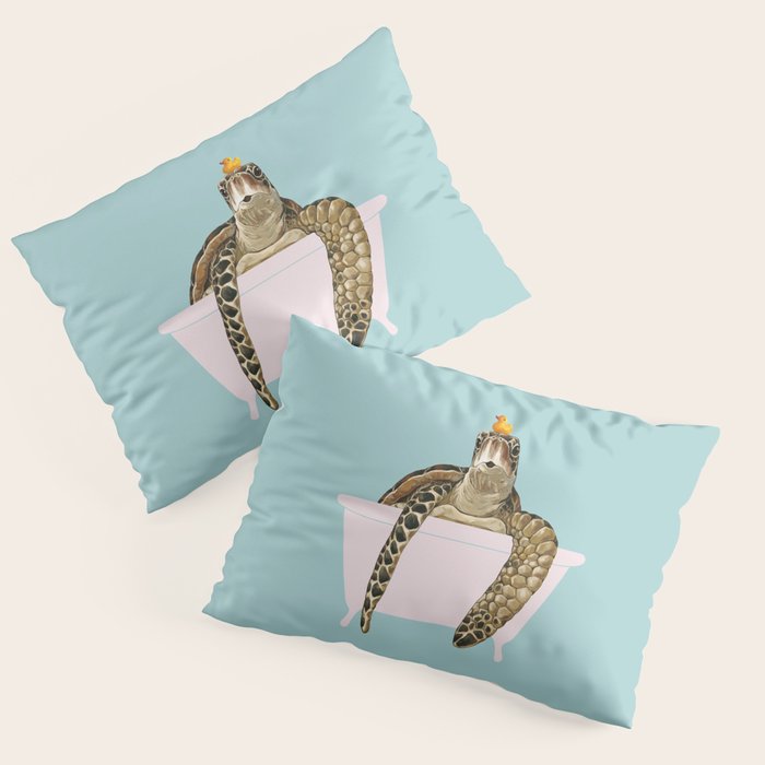 Sea Turtle in Bathtub in Blue Pillow Sham Gallery Image 1