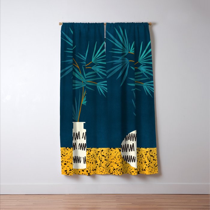 Night Palm Blues Window Curtain Gallery Image 3