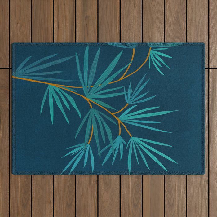 Night Palm Blues Outdoor Rug Gallery Image 1