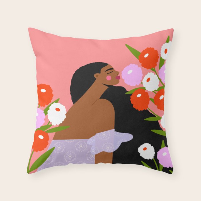Sweet Summer Flowers Throw Pillow Gallery Image 6