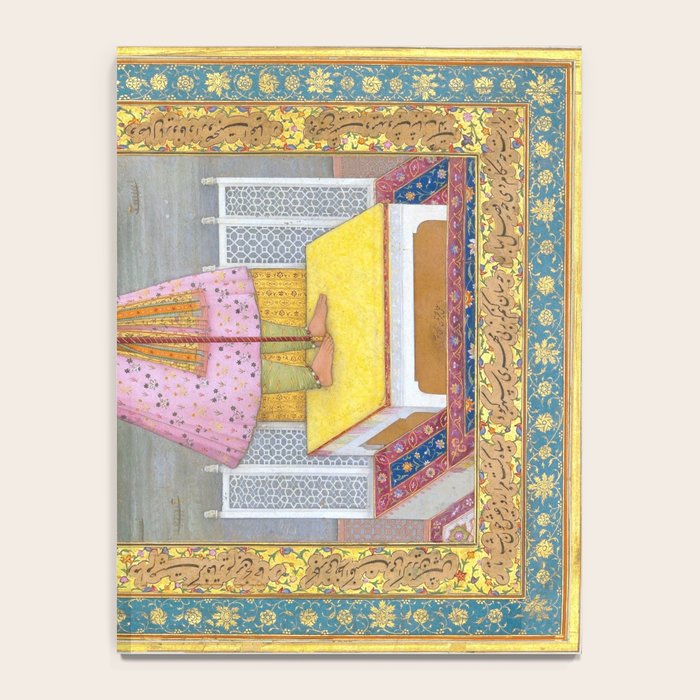 Shah Jahan on a Terrace, Holding a Pendant Set With HisAntique Indian Miniature Painted Illustration Notebook Gallery Image 4