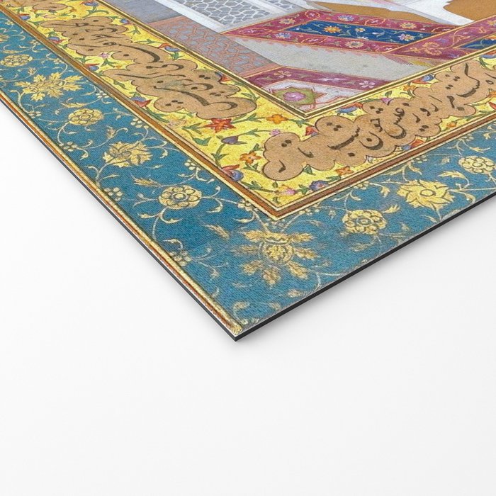Shah Jahan on a Terrace, Holding a Pendant Set With HisAntique Indian Miniature Painted Illustration Welcome Mat Gallery Image 2