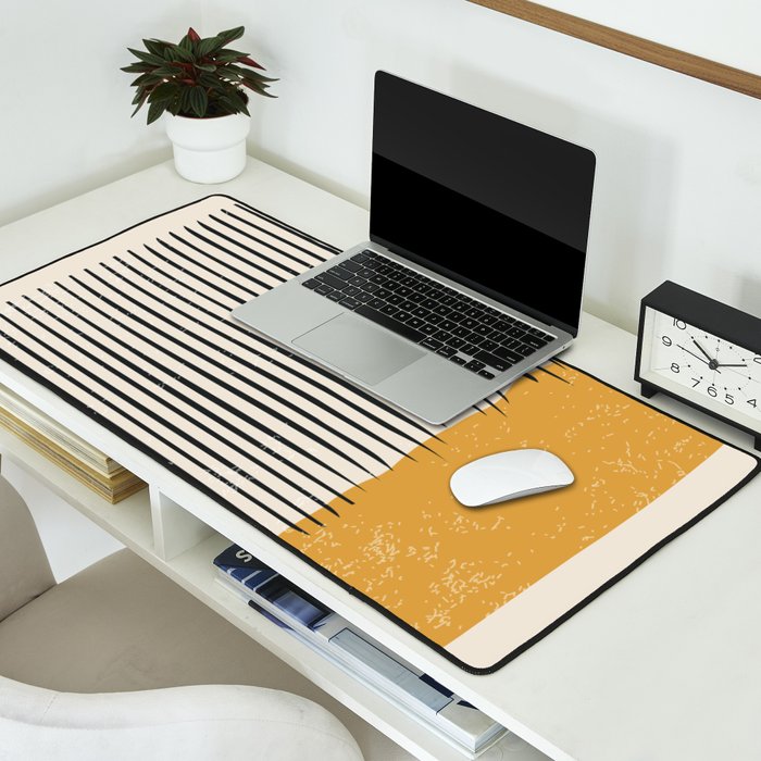Mid Century Modern Minimalist Rothko Inspired Color Field With Lines Geometric Style Desk Mat Gallery Image 2