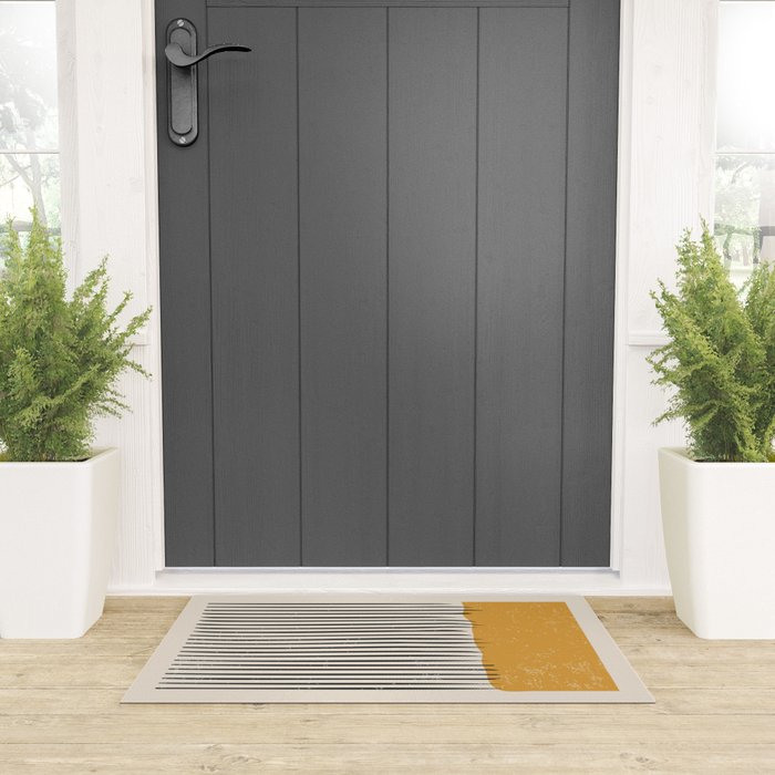 Mid Century Modern Minimalist Rothko Inspired Color Field With Lines Geometric Style Welcome Mat Gallery Image 3