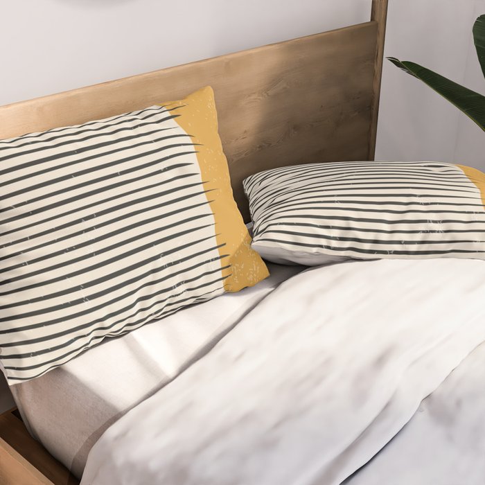 Mid Century Modern Minimalist Rothko Inspired Color Field With Lines Geometric Style Pillow Sham Gallery Image 2