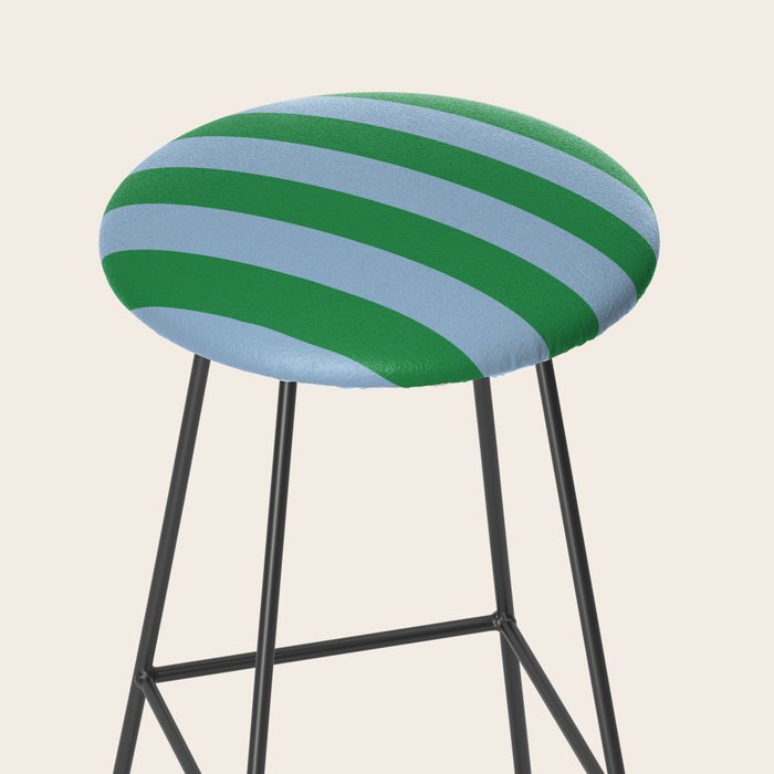 Bold Vertical Stripes in Green and Light Blue Stool Gallery Image 2