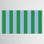 Bold Vertical Stripes in Green and Light Blue Tablecloth Gallery Image 2